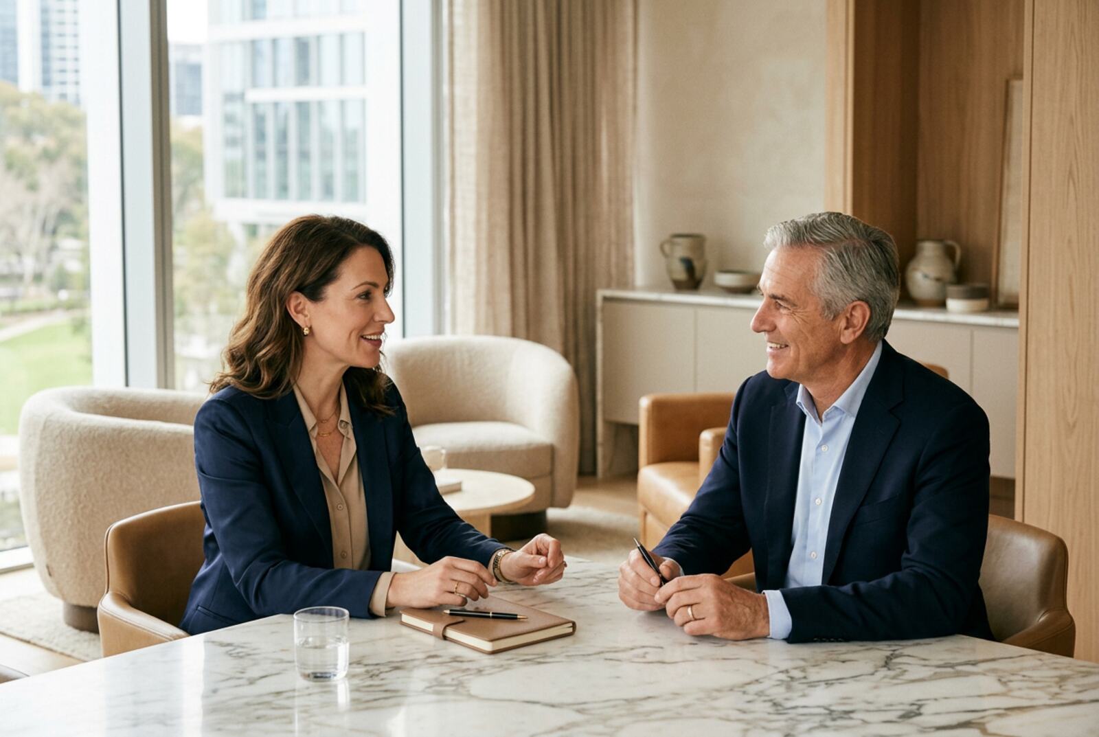 Client and advisor discussing Dutch health cover