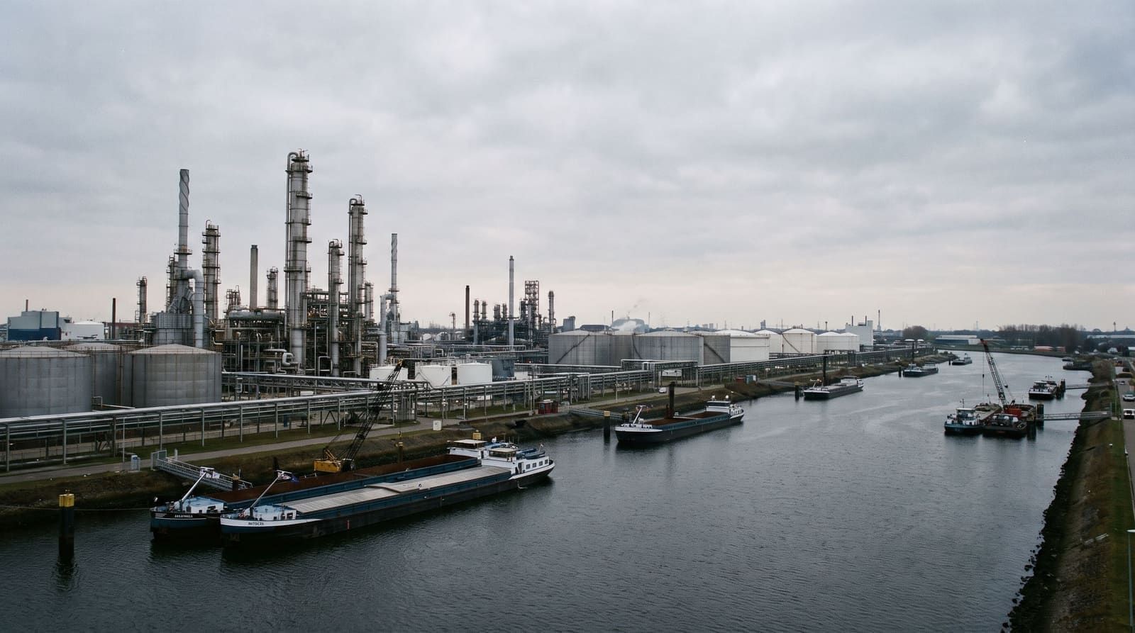 Industrial installations and terminals in the Europoort port area