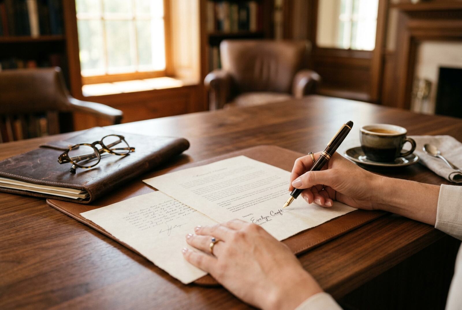 Signing a Dutch rental contract with a fountain pen