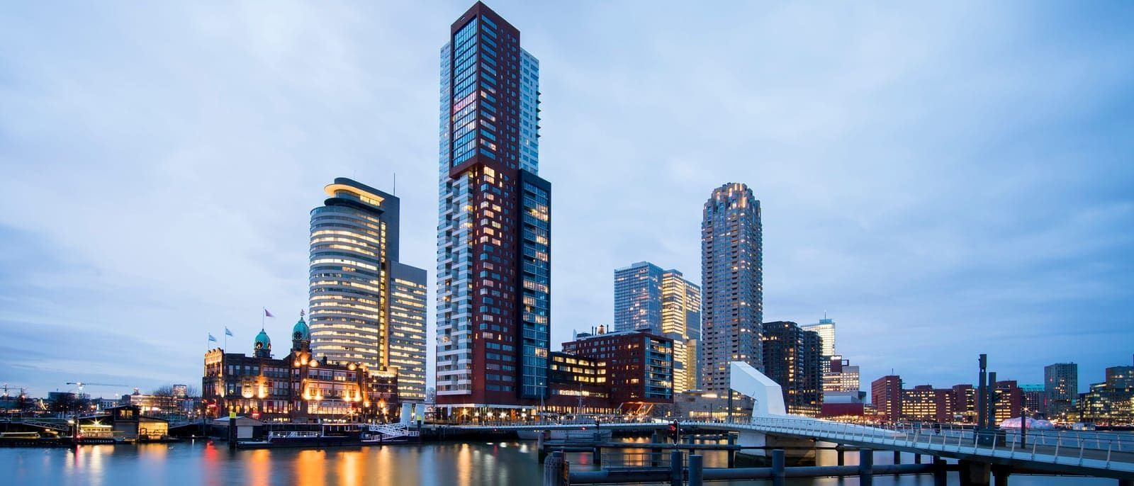 Rotterdam skyline in the evening